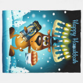 Happy Hanukkah Reindeer Fleece Deken (Voorkant (Horizontaal))