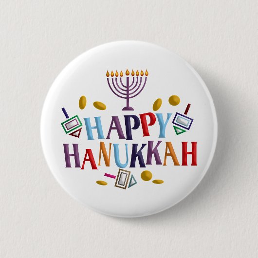 Happy Hanukkah Ronde Button 5,7 Cm (Voorkant)