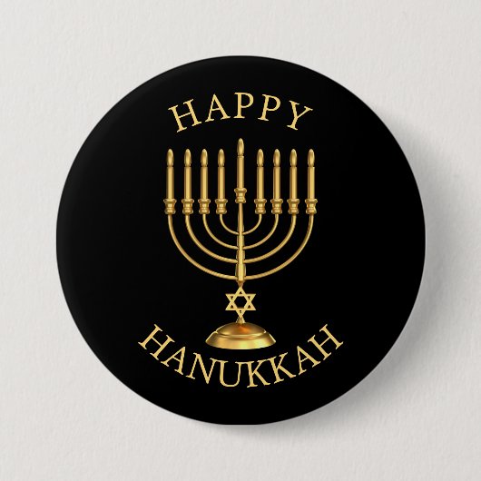 Happy Hanukkah Ronde Button 7,6 Cm (Voorkant)
