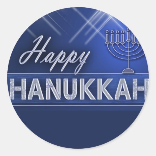 Happy Hanukkah Ronde Sticker (Voorkant)