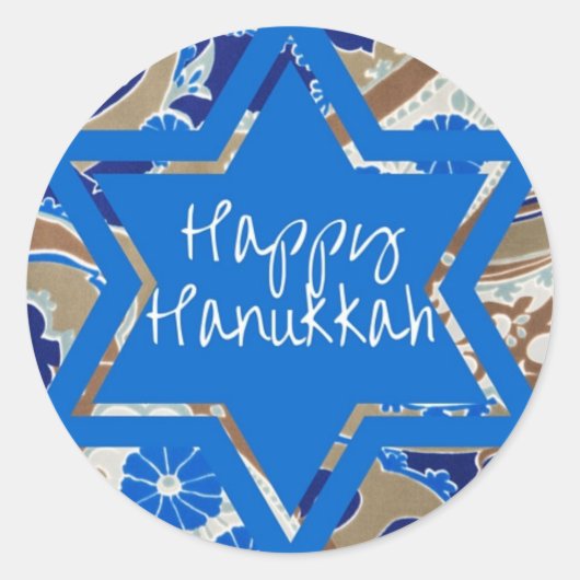 Happy Hanukkah Ronde Sticker (Voorkant)
