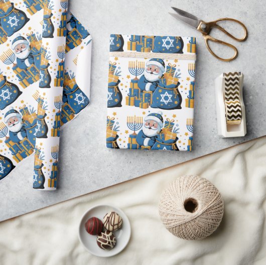 Happy Hanukkah Santa  Cadeaupapier (Crafts)