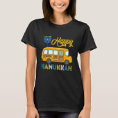 Happy Hanukkah School Bus Carrying Jewish Menorah T-shirt (Voorkant)