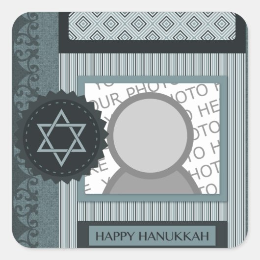 happy hanukkah ( scrapbook ) vierkante sticker (Voorkant)