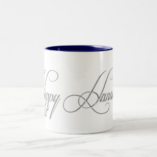 Happy Hanukkah Silver Metal look Design Words Mok