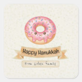 "Happy Hanukkah" Smiling Donut Stickers (Devant)