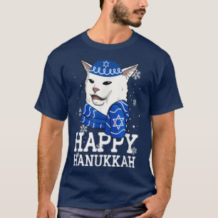 Happy Hanukkah Smudge Cat Meme Funny Holiday Ugly T-shirt