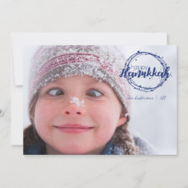 Happy Hanukkah Snow Bubbles Holiday-fotokaart Feestdagenkaart