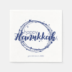 Happy Hanukkah Snow Bubbles Wreath Holiday Napkin Servetten