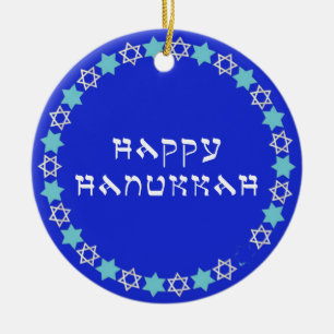 Happy Hanukkah Star Circle Keramisch Ornament
