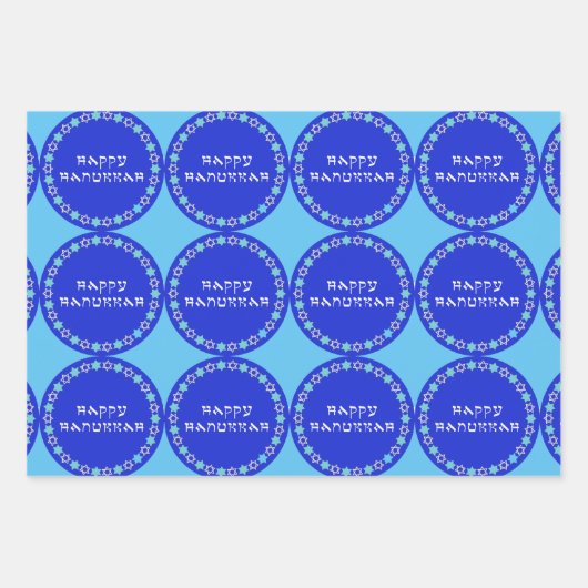 Happy Hanukkah Star Circle Wrapping Paper Sheets (Voorkant 2)