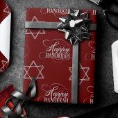 Happy Hanukkah Star van David Classic Red Silver Cadeaupapier