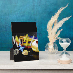 Happy Hanukkah Star van David menorah Dreidel Slip Fotoplaat