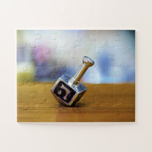 Happy Hanukkah Star van David menorah Dreidel Slip Legpuzzel