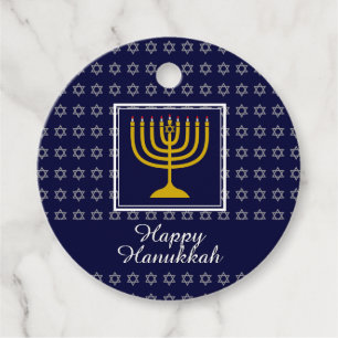 HAPPY HANUKKAH Star van David Menorah Persoonlijk Bedankjes Labels