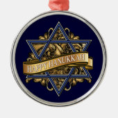 Happy Hanukkah Star van David Metalen Ornament (Voorkant)