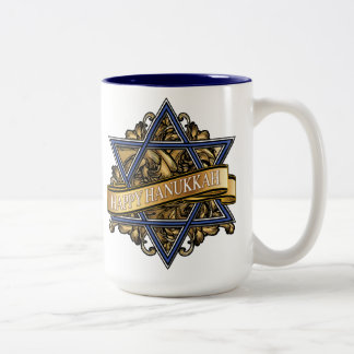 Happy Hanukkah Star van David Tweekleurige Koffiemok