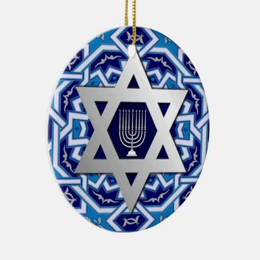 Happy Hanukkah. Start van David Custom Year Keramisch Ornament (Rechts)
