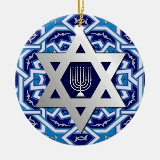 Happy Hanukkah. Start van David Custom Year Keramisch Ornament (Voorkant)