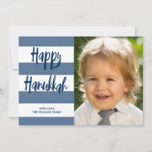 Happy Hanukkah Striped Holiday Card