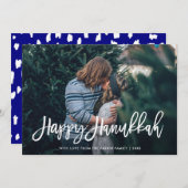 Happy Hanukkah Stylish Script and Pattern | Foto Feestdagenkaart (Voorkant / Achterkant)