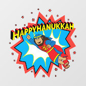 Happy Hanukkah Super Judah Window Cling Raamsticker (Vel)