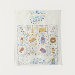Happy Hanukkah Tapestry Wandkleed