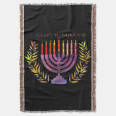 Happy Hanukkah Throw Deken (Voorkant Verticaal)