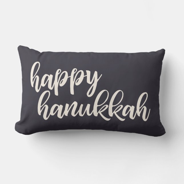 Happy Hanukkah Trendy Script Lettering Navy Blue Kussen (Voorkant)
