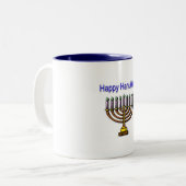 Happy Hanukkah Tweekleurige Koffiemok (Voorkant links)