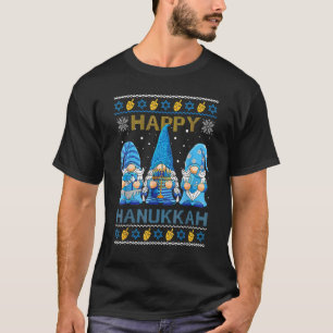 Happy Hanukkah Ugly Kerstmis Gnoome Gnomies Menora T-shirt