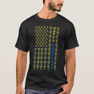 Happy HANUKKAH USA vlag met Menorahs joods hotel T-shirt