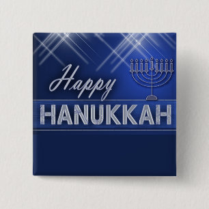 Happy Hanukkah Vierkante Button 5,1 Cm