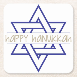 Happy Hanukkah Vierkante Kartonnen Onderzetter
