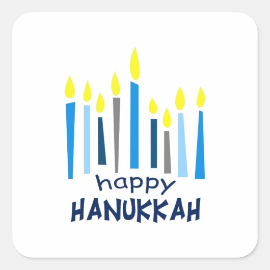 HAPPY HANUKKAH VIERKANTE STICKER (Voorkant)