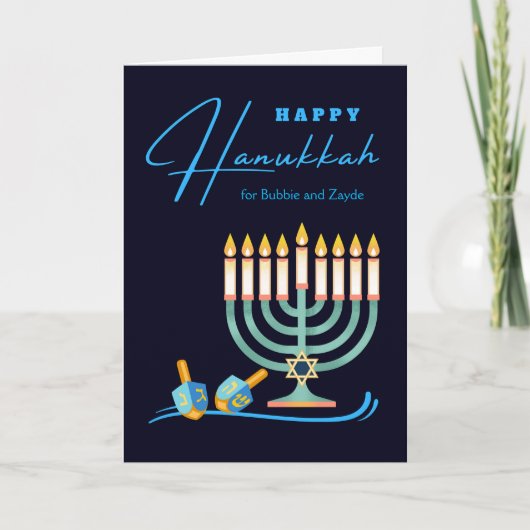 Happy Hanukkah voor Bubbie en Zayde Grandouders Kaart (Voorkant)