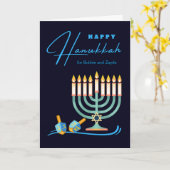 Happy Hanukkah voor Bubbie en Zayde Grandouders Kaart (Gele Bloem)
