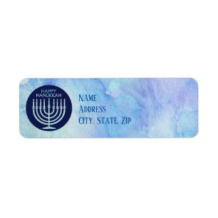 Happy Hanukkah Waterverf Menorah 🕎 Etiket