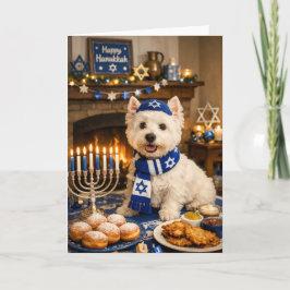 Happy Hanukkah Westie Card – Festive Jewish Dog Kaart