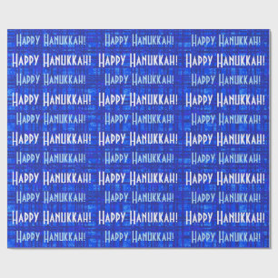 Happy Hanukkah White en Blue Pset Wrapping Paper Cadeaupapier