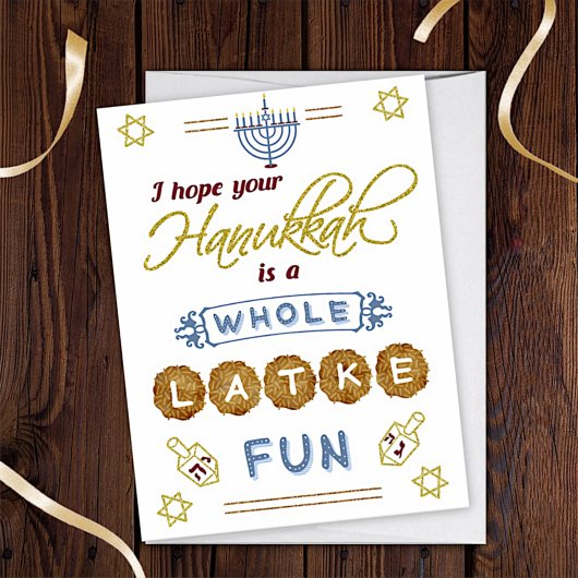 Happy Hanukkah Whole Latke Fun Funny Custom Kaart