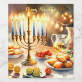 Happy Hanukkah Wijn Etiket (Enkel label)