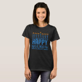 Happy Hanukkah Women Mannen Kinder joodse Menorah T-shirt (Voorkant volledig)