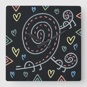 Happy Happy Birds Vierkante Klok