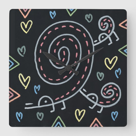 Happy Happy Birds Vierkante Klok (Voorkant)