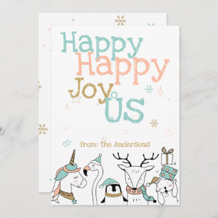 Happy Happy Joy Cartoon Critters Kerstmis Kaart