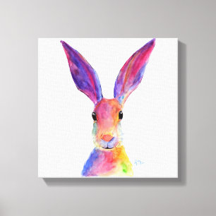 Happy Hare 'Jelly Bean' van Shirley MacArthur Canvas Afdruk
