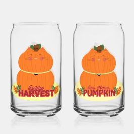 Happy Harvest Pumpkin Cat Blikvorm Glas