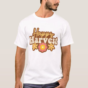 Happy Harvest Pumpkin Halloween Groovy Herfst Seiz T-shirt