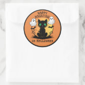 Happy Haunting Black Cat Halloween Sticker (Tas)